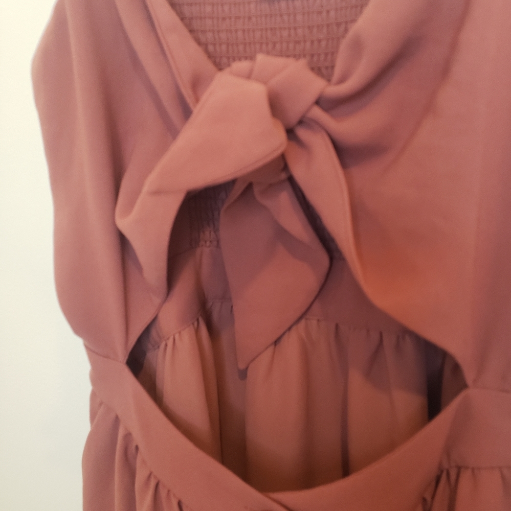 Aritzia Wilfred Adelia Tie Front Cutout Midi Summer Dress Mauve Pink Size 2 - Picture 4 of 13